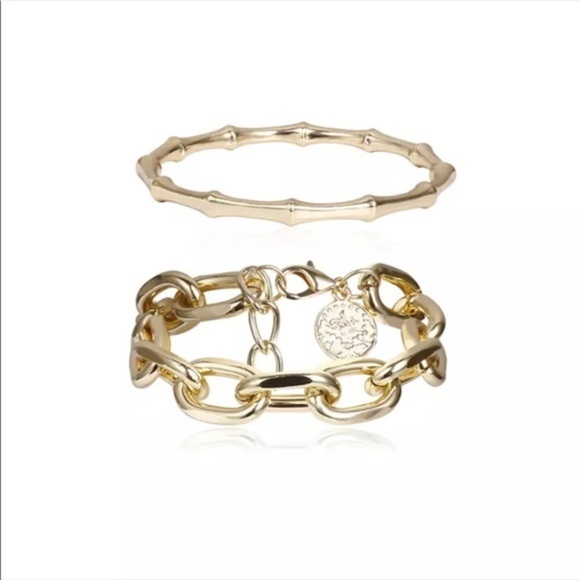 2 Piece Gold Bangle Bracelet Set NWT - Picture 9 of 11